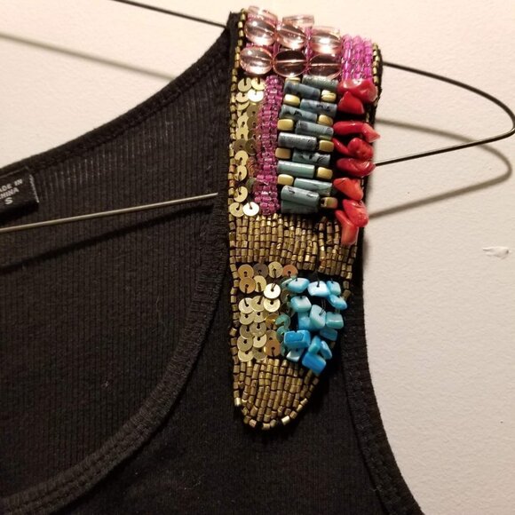 Michael Simon Ribbed Stone Shoulder Cotton Tank Sm - Picture 1 of 12